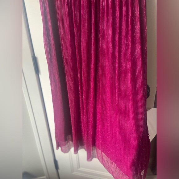 NWT $328 KARINA GRIMALDI Revolve Mernet Hot Pink Magenta Maxi Shoulder Pad Dress - Picture 12 of 13